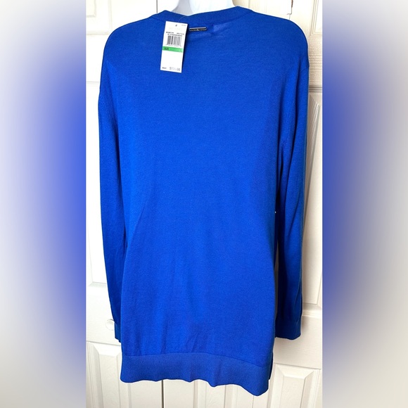 New MICHAEL KORS Studded Sweater Amalfi Royal Blue Silver Pullover Crewneck Knit - Picture 5 of 10